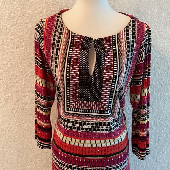 HOST PICKđ„Laundry Shelli Segal Graphic Print DressâSzâLâPink/Red/Purple/Black - Picture 3 of 11